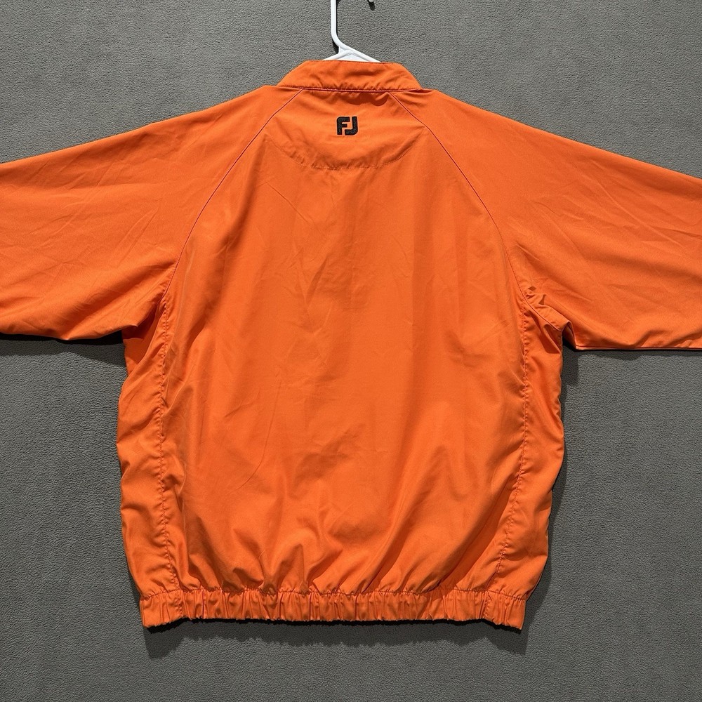 FootJoy Jacket Mens Medium Orange Long Sleeve Golf Windbreaker Snap Pullover EUC