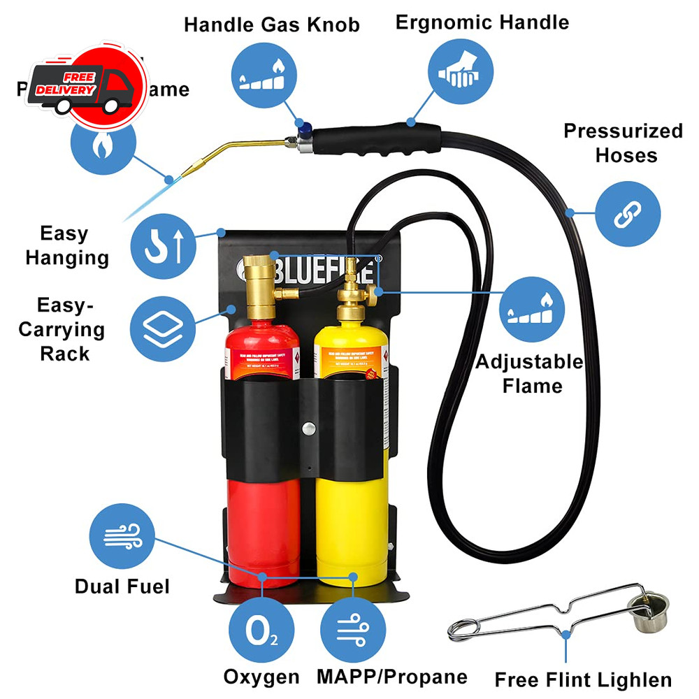 Bluefire Oxypropane Welding Gas Cutting Torch Kit With Flint Lighter A