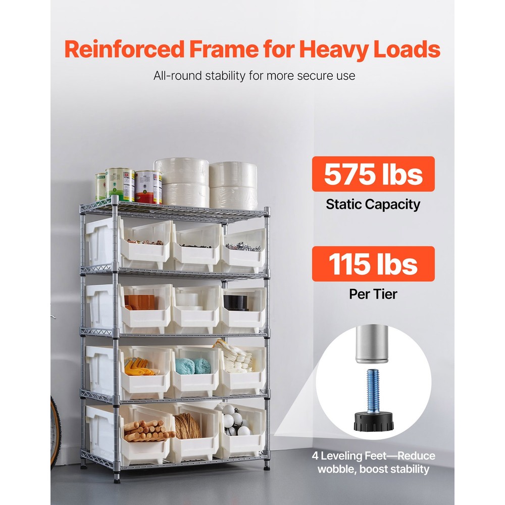 Uimoso 5-Tier Rolling Storage Rack with 12 Removable Bins