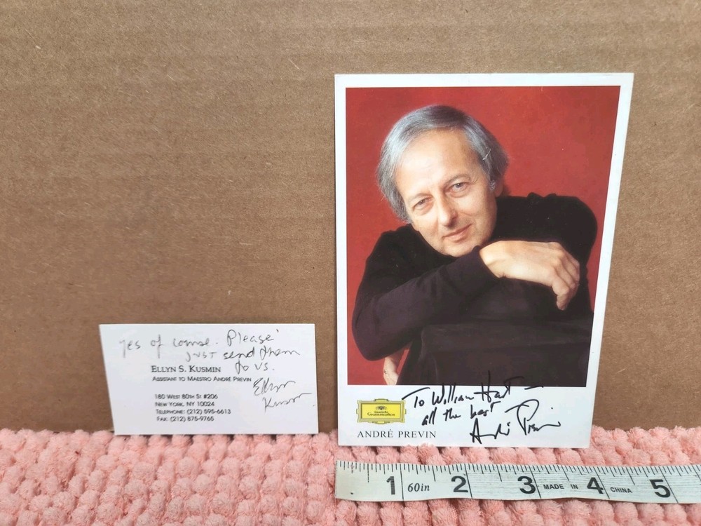André Previn AUTOGRAPH Hand SIGNED Discography Card Conductor & Composer