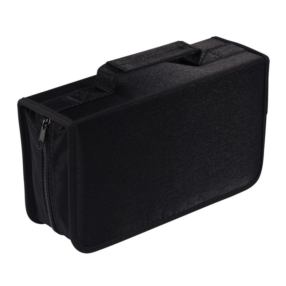 CD DVD Organizer Book, 128 Disc Library Storage, Durable Wallet, Black