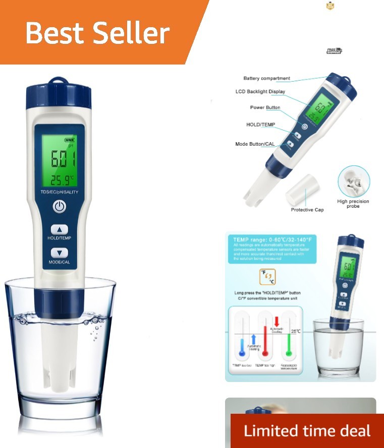Multi-Functional pH/TDS/EC Tester - Easy Calibration for Safe Water Use