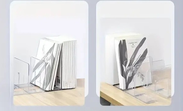 Desktop Acrylic File Organizer with 4 Compartments,Invisible Floating Bookshelf