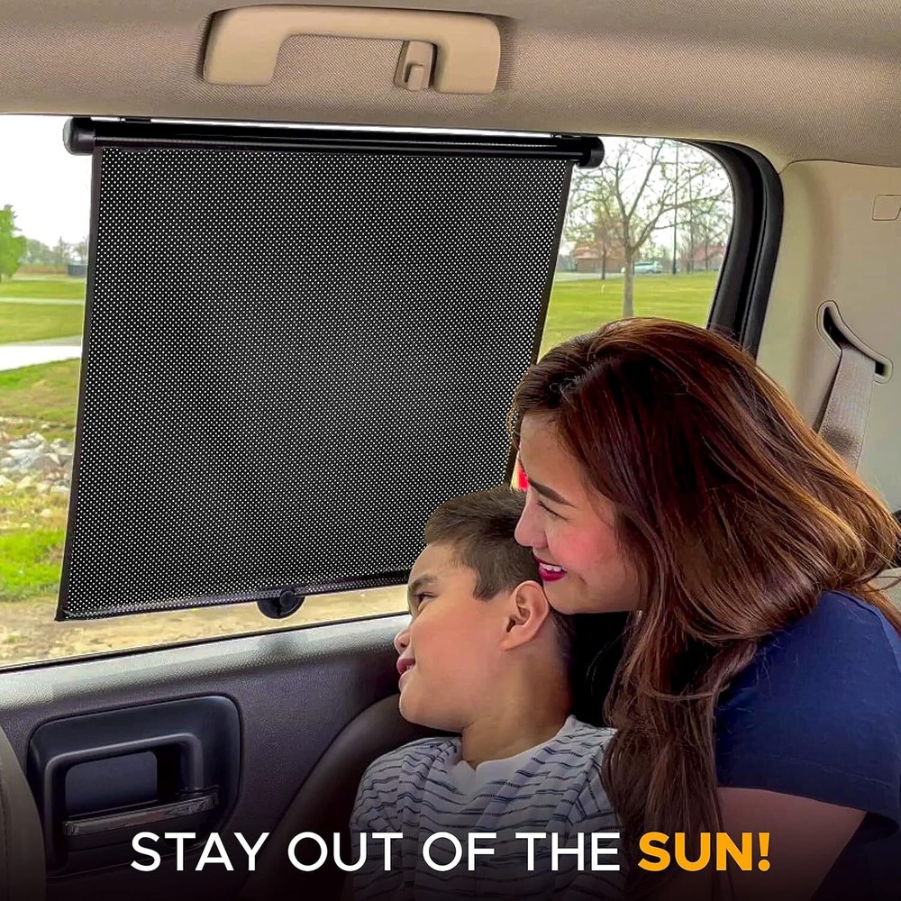 2PCS Retractable Car Auto Side Window Sun Shade Shield Cover Roll Curtain Visor