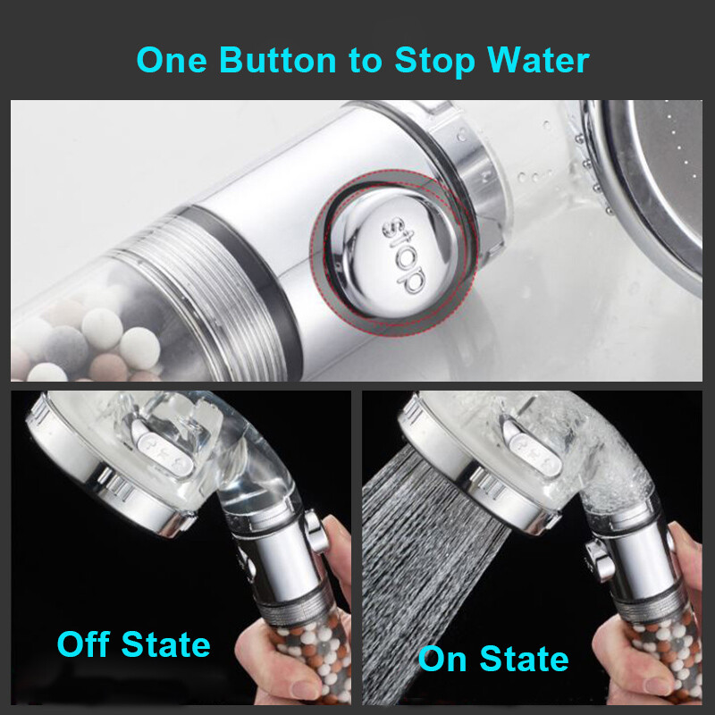 High Turbo Pressure Shower Head Bathroom Powerful Energy Water Saving Filter US