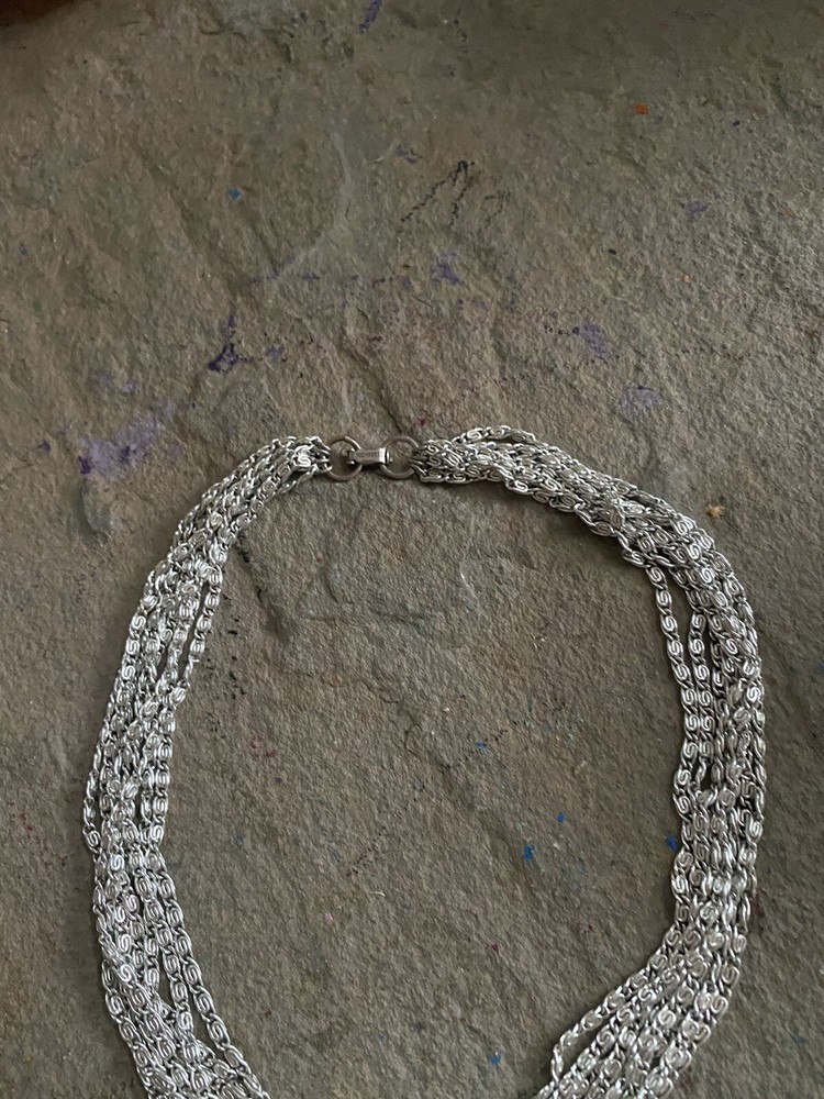 Vintage Sarah Coventry Necklace Silver Tone Chain Collar Multi Layer NG
