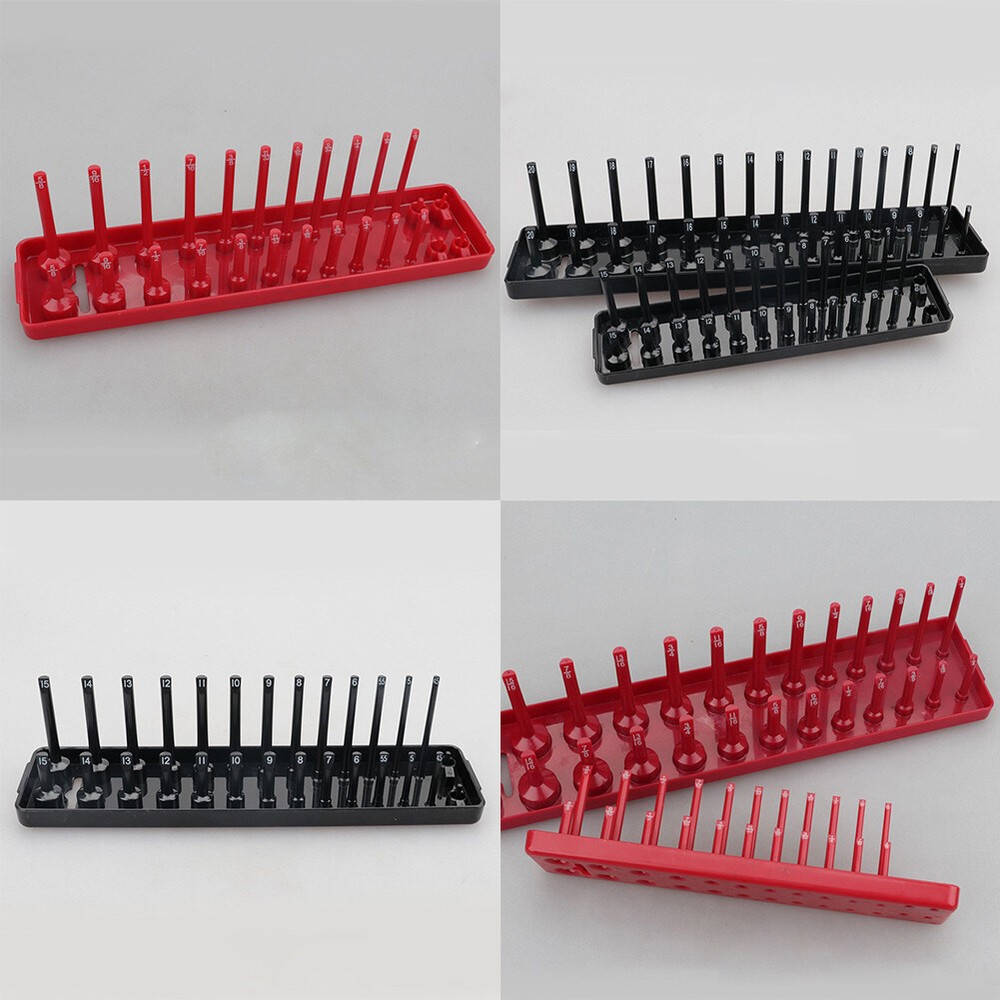 6Pc Socket Organizer Storage Holder Tool Set Tray Rack Metric SAE 1/4" 3/8" 1/2"