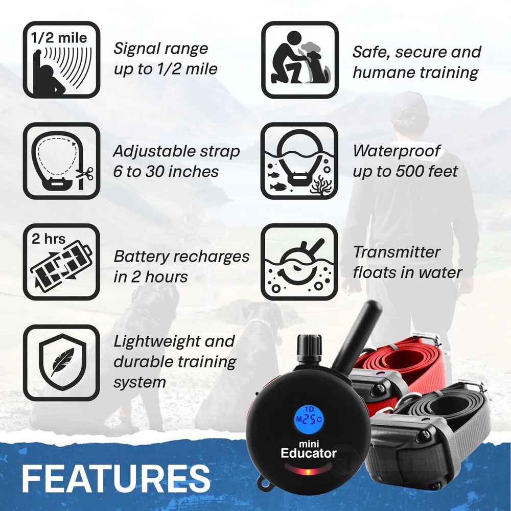 Mini Educator ET-302 Remote Dog Training Collar Black by E-Collar Technologies