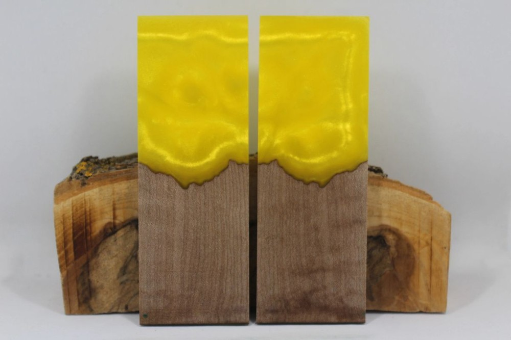 HYBRID STABILIZED MAPLE YELLOW CUSTOM COMPOSITE KNIFE HANDLE MATERIAL (6889)