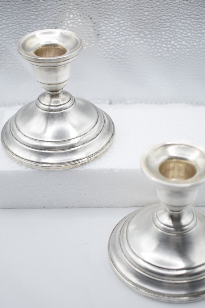Vintage Sterling Silver Weighted Candlesticks Pair
