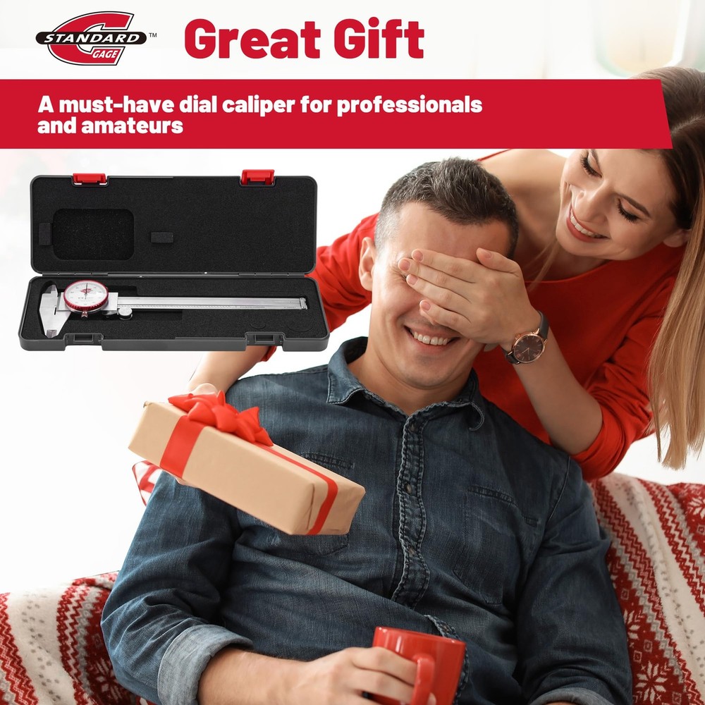 0-6" Range SAE Dial Caliper Measuring Tool, Analog Precision Micrometer Calip...