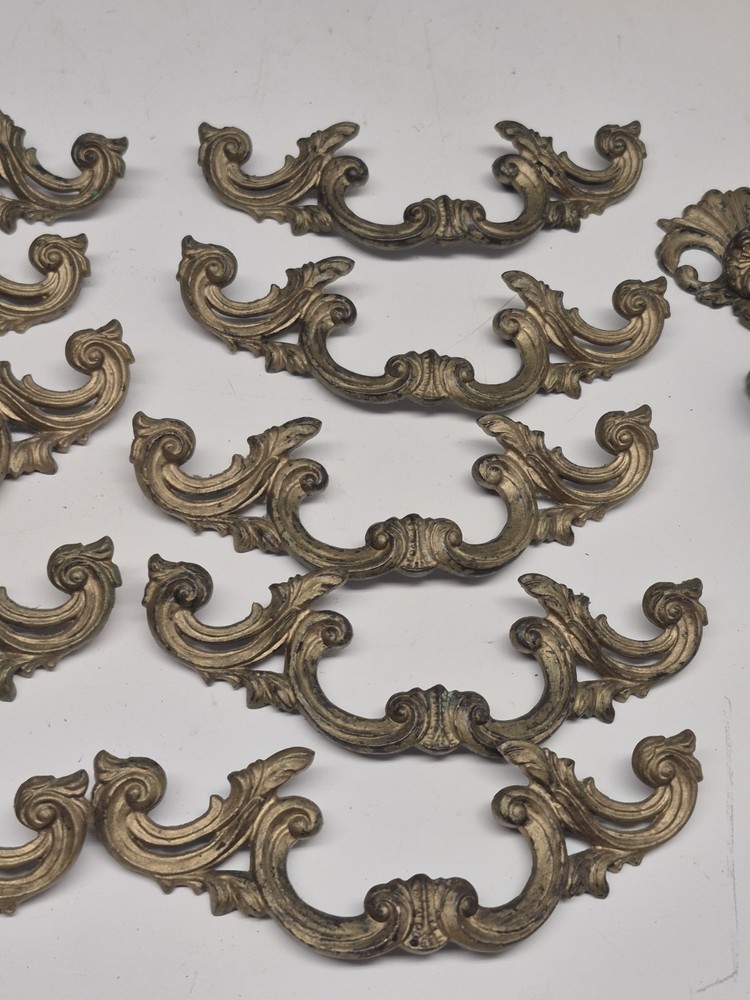 Vintage Brass Art Deco Style Drawer Pulls Handles Lot