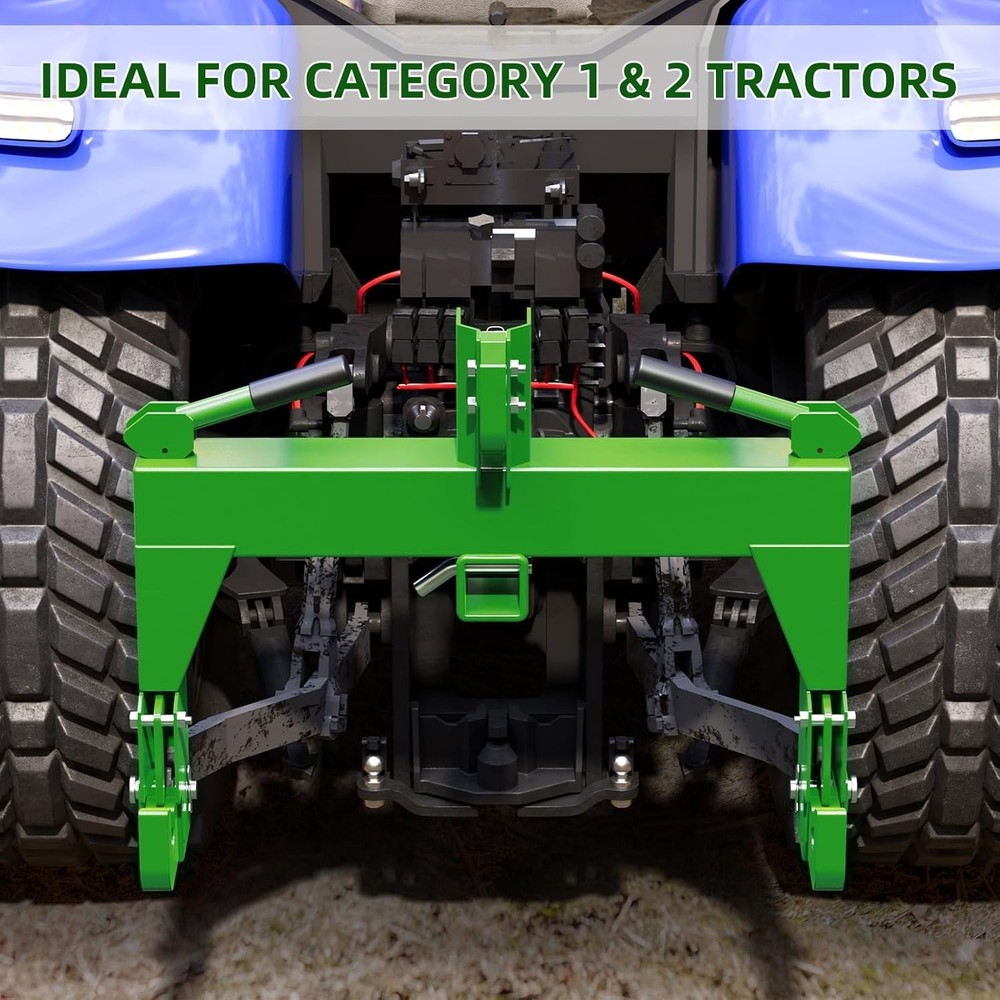 3-Point Quick Hitch Receiver for Category 1 with 2" Receiver＆ Adapter 3000LBS