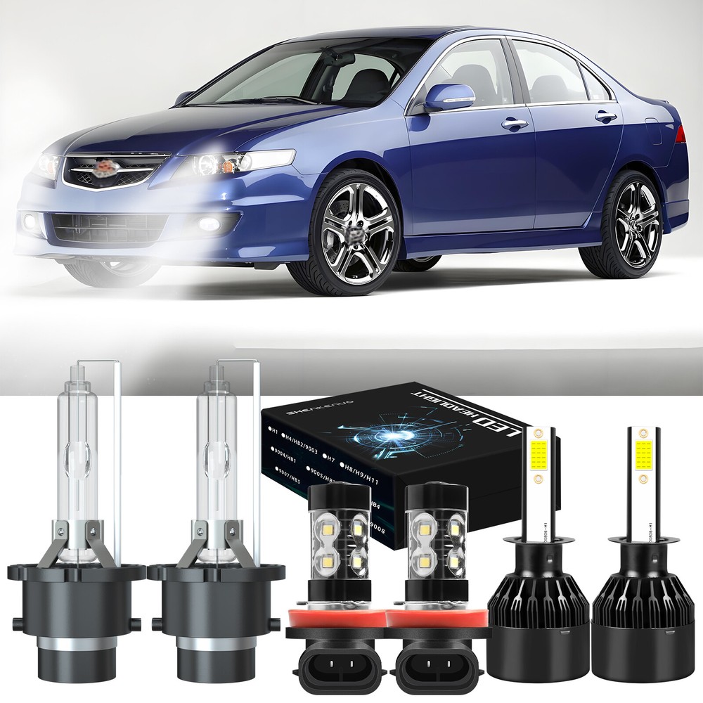 For Acura TSX 2004 2005 2006 - 2008 LED HID Headlights Hi/Low +Fog Light Kit