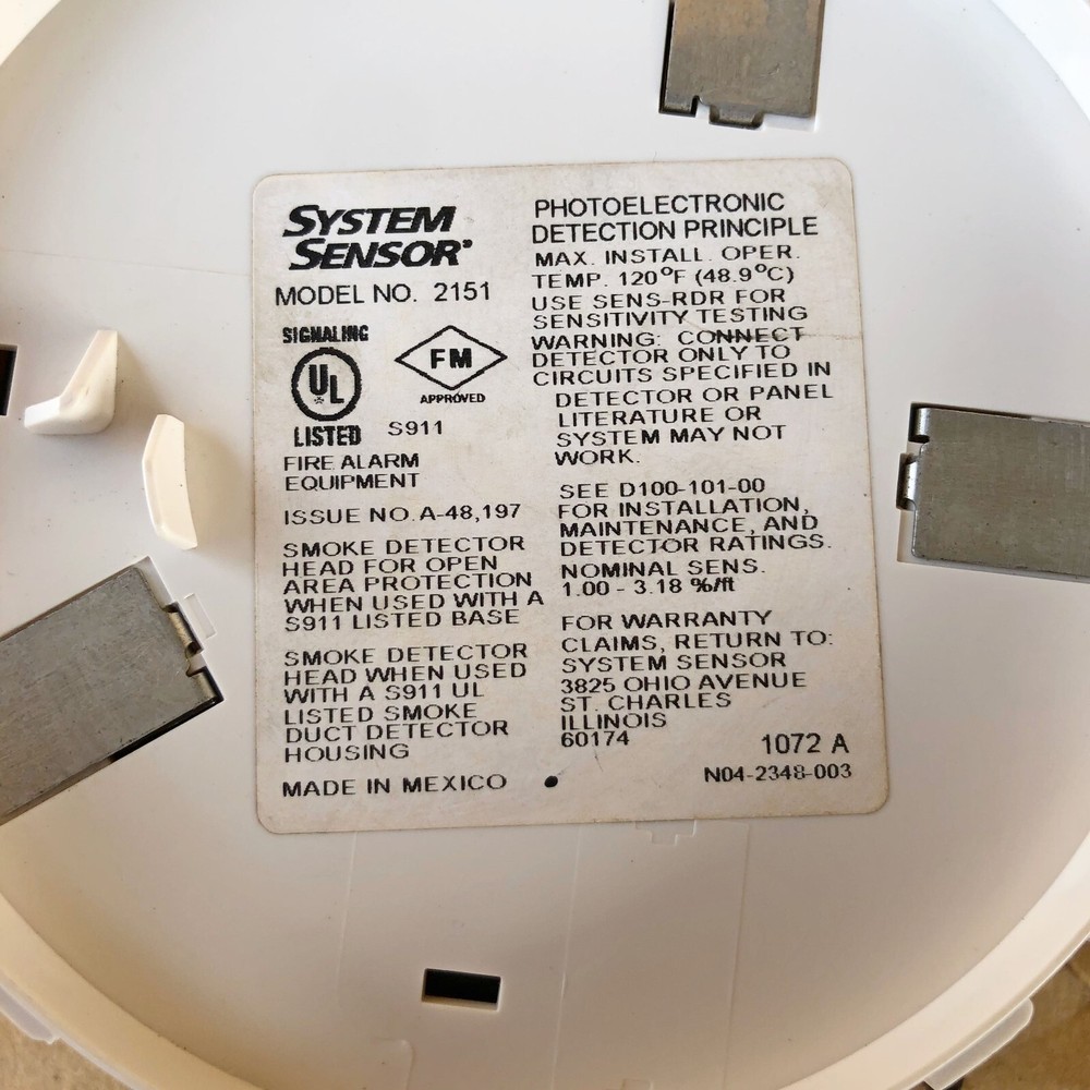 SYSTEM SENSOR 2151 PHOTOELECTRIC SMOKE DETECTOR