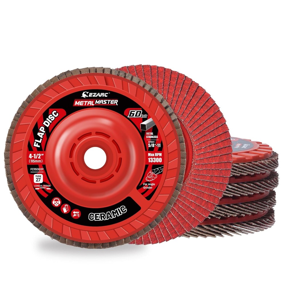 EZARC Flap Discs 60 Grit, 4-1/2" x 7/8" Ceramic Grain Sanding Disc,...