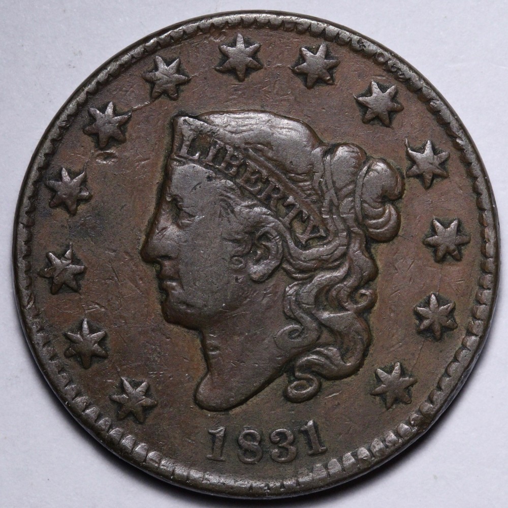 1831 Coronet Head Large Cent VF E106 WZNM