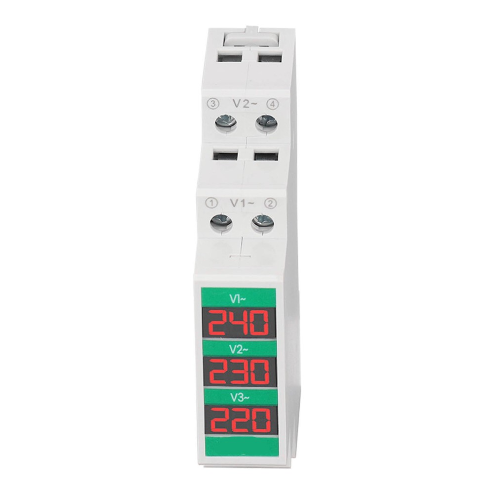 3-Phase AC Voltmeter Din Rail Mount Digital Voltage Meter Electric Power Meter