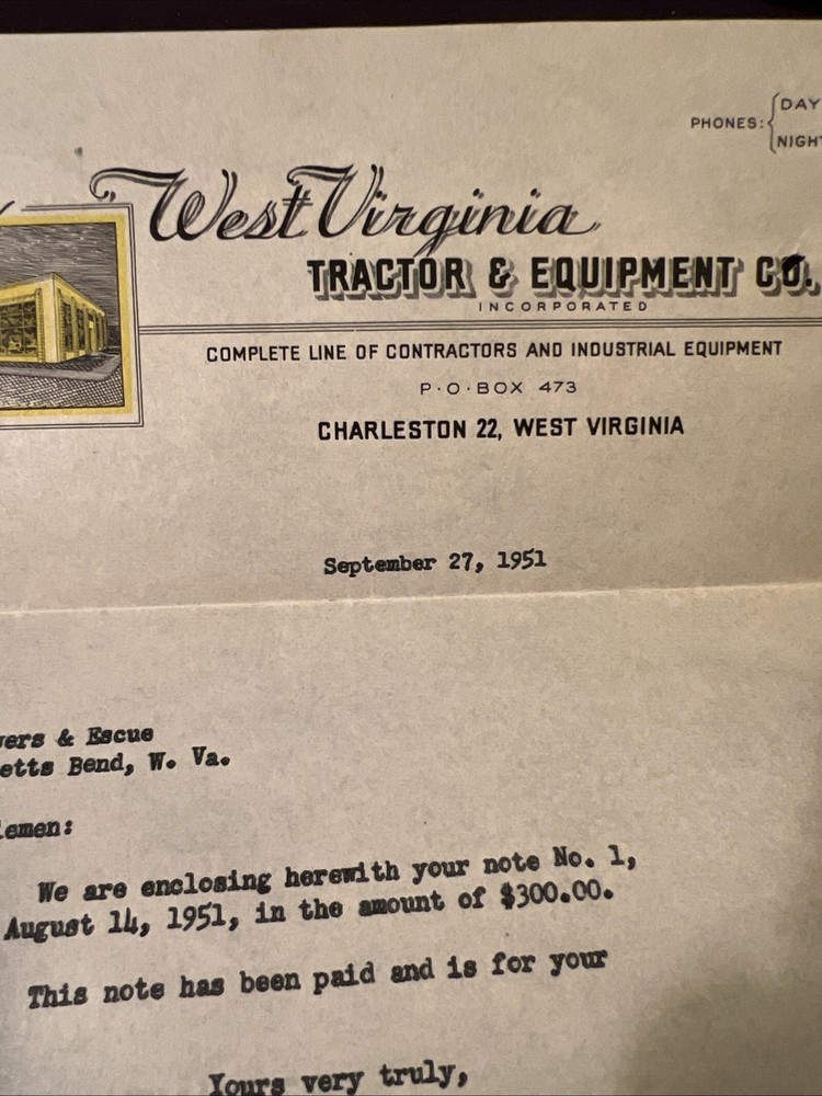 Historic Caterpillar D318 Engine Receipt September 1951