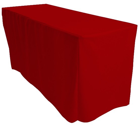 New 5' ft. Fitted Polyester Table Cover Wedding Banquet Event Tablecloth Red