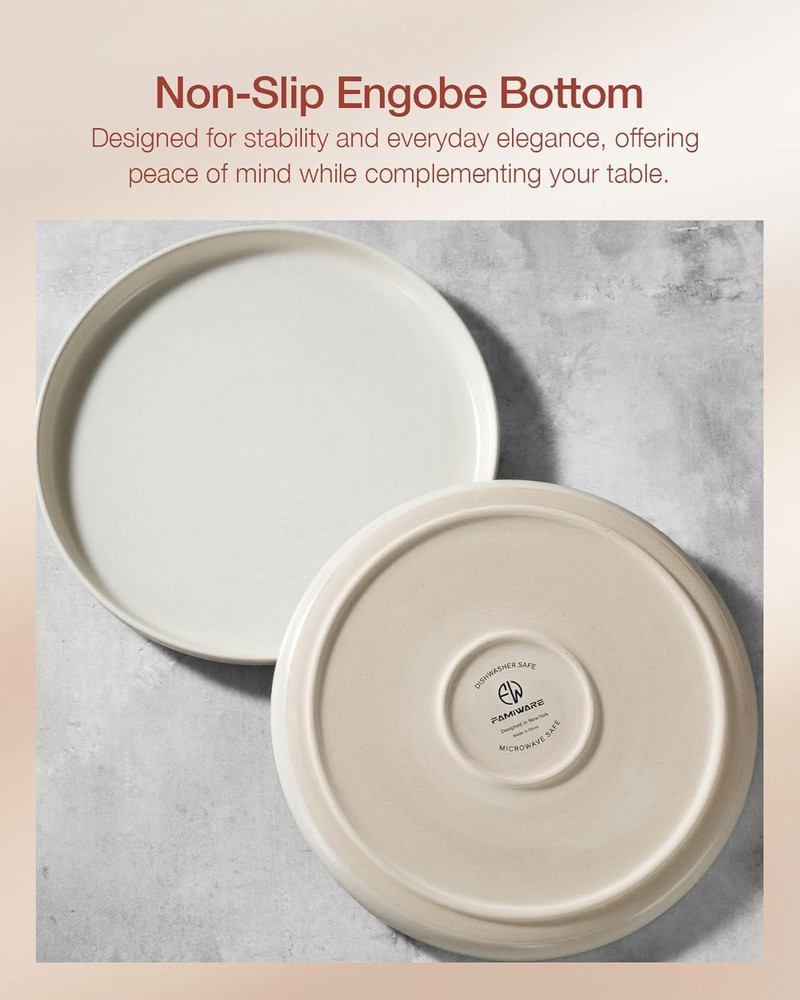Famiware Milkyway Stoneware Dinnerware Sets with Mugs, Service for 4 (16 Pieces)