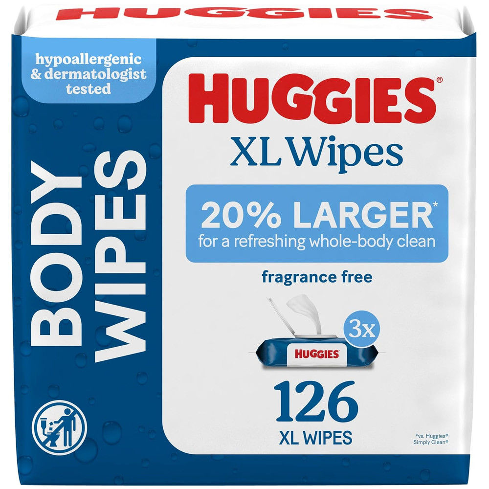 Extra Large Unscented Wipes, 9 Flip-Top Packs, 378 Count