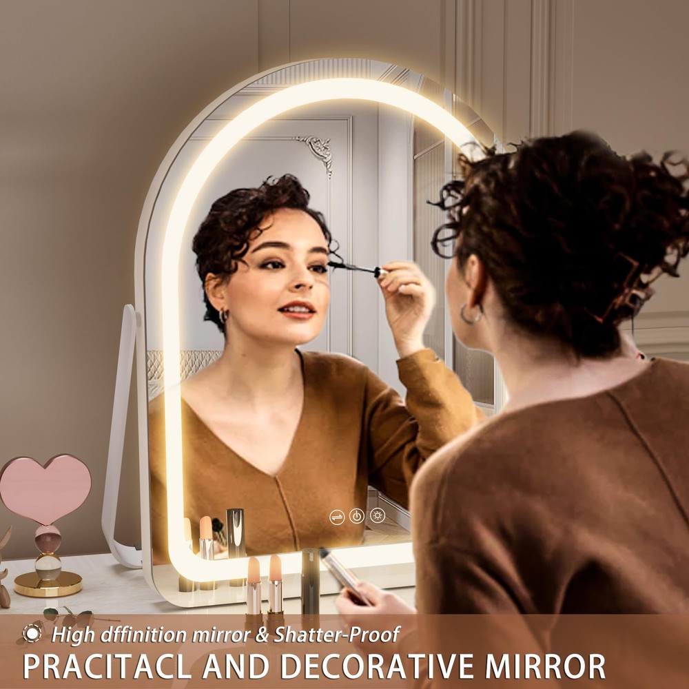 Vanity Mirror with Lights, 11"× 14" Arched LED Makeup Mirror, Lighted Makeup ...