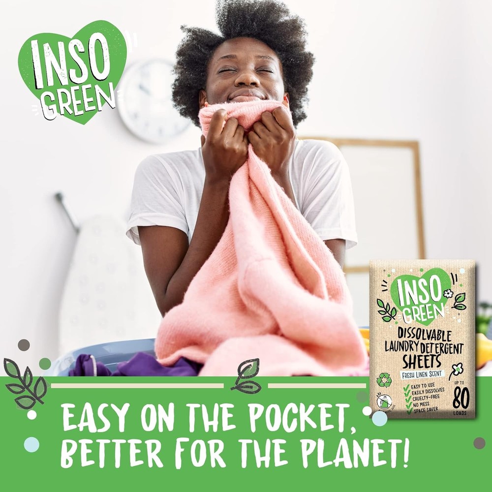 Eco Laundry Detergent Sheets - 80 Loads Laundry Sheets Detergent - 40 No Plastic