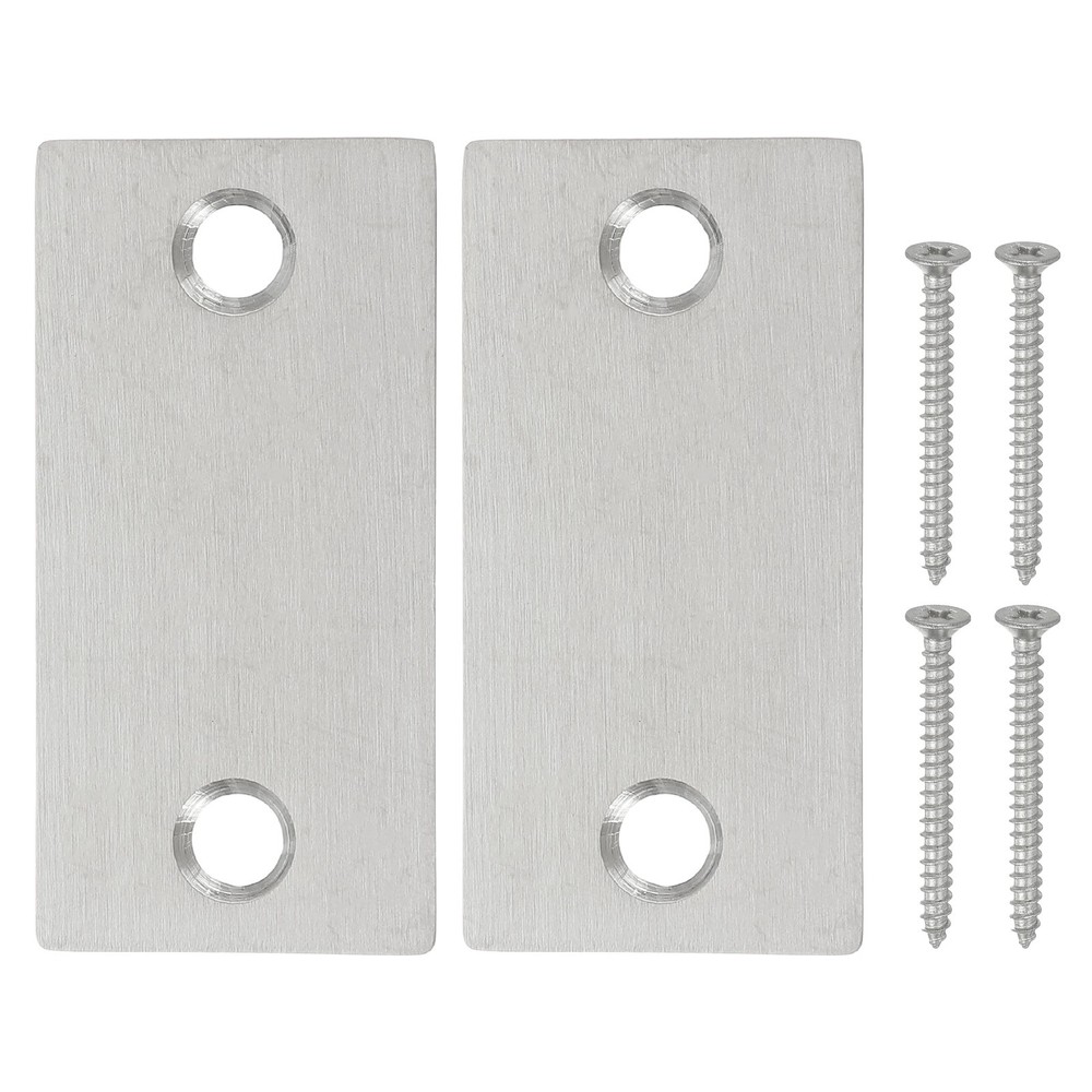 2 Set 1.12" x 2.24" Deadbolt Strike Plate Door Strike Plate with Screws, Silver