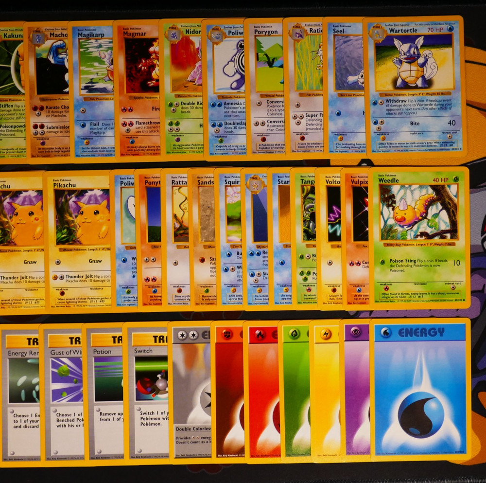 LP/HP Shadowless COMPLETE Pokemon BASE Set UNCOMMON/COMMON Red+Y Cheeks Pikachu