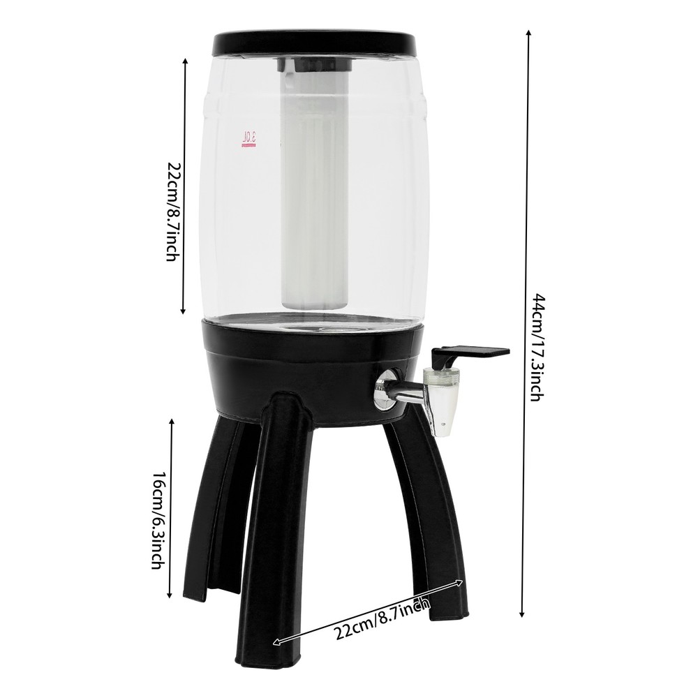 Modern 3L Beer Dispenser Tabletop beer barrel black for bars, restaurants, party