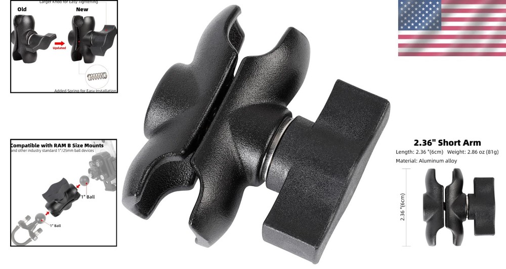 Secure and Adjustable Double Socket Arm for RAM and 1" Ball Mounting Solutions
