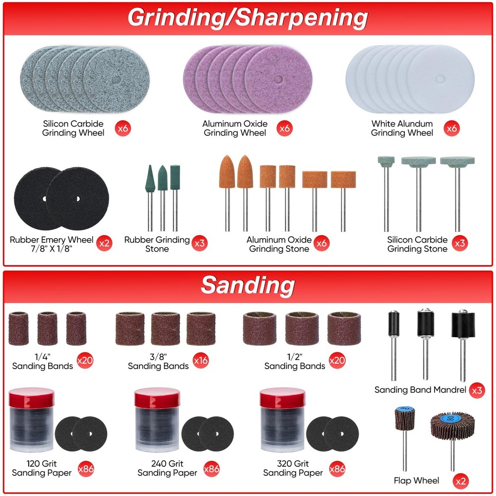 508-Piece Rotary Tool Accessories Kit, Universal Rotary Tool Bits for Sanding...