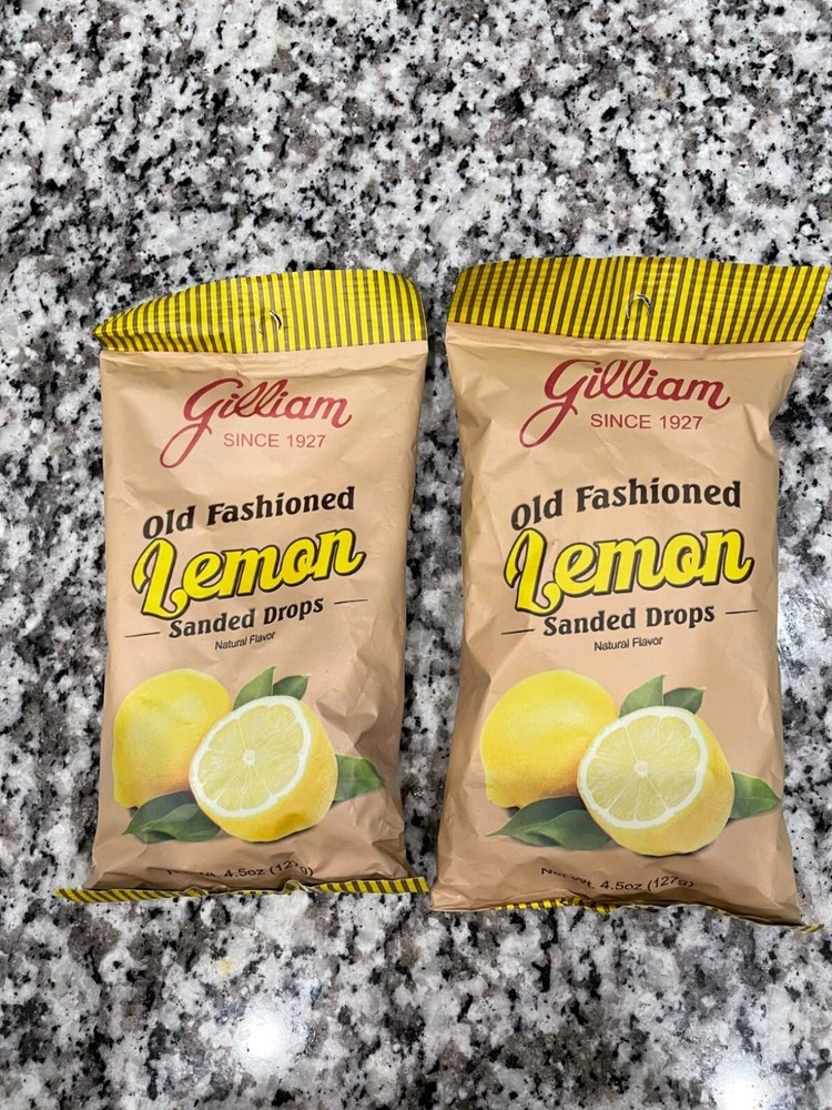 2 set Gilliam Lemon Flavored Sanded Drops Old Fashioned Ball candy (4.5 oz. Bag)