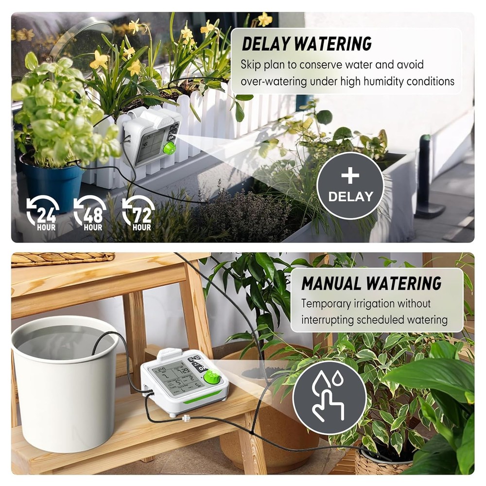 RAINPOINT Large Display Automatic Plant Waterer Indoor for Pot Plants,Cycle & So