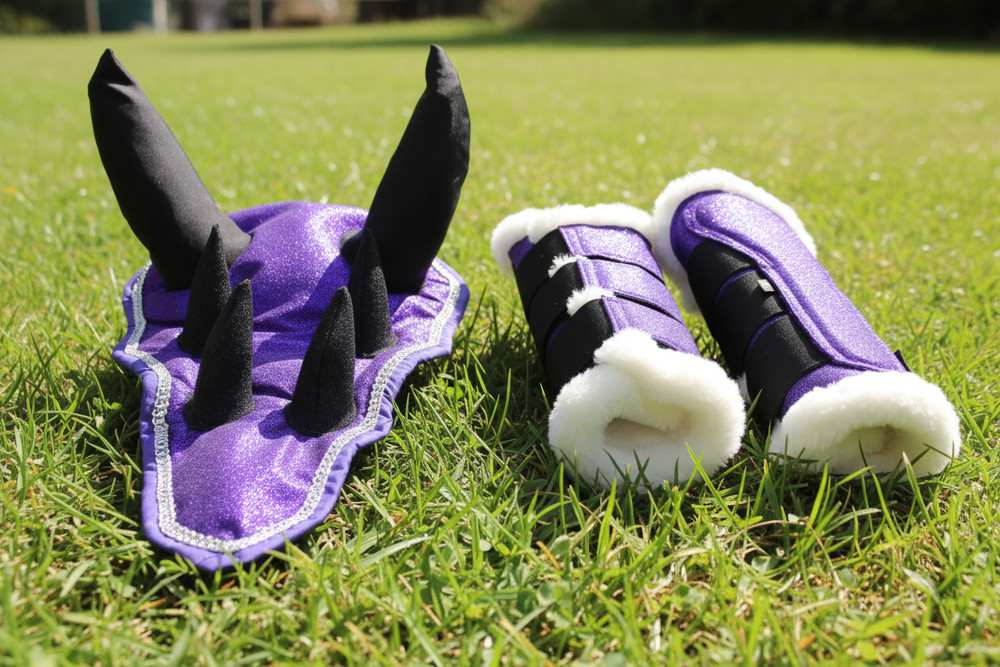 Dragon Saddle Pad Set with Ear Bonnet and Blushing Boots