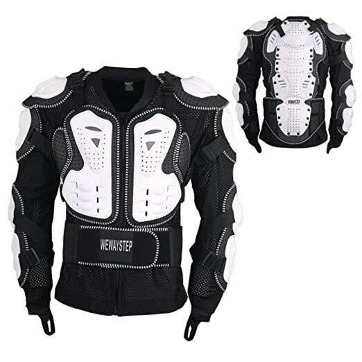 Motorcycle Protective Jacket Full Body Armor, Chest Spine X-Large White