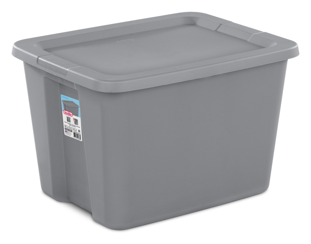 Large Storage Bin, 18 Gallon Plastic Storage Container with Snap-On Lid, Gray