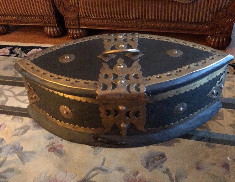 Unique Antique Wood & Brass Lock Trunk