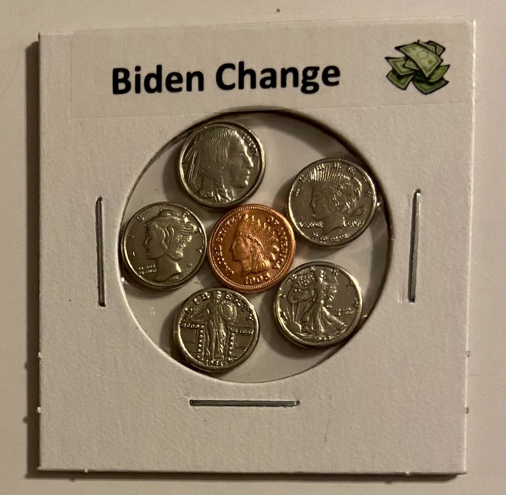" BIDEN CHANGE " - OBSOLETE MINI U.S. COINS SET IN HOLDER