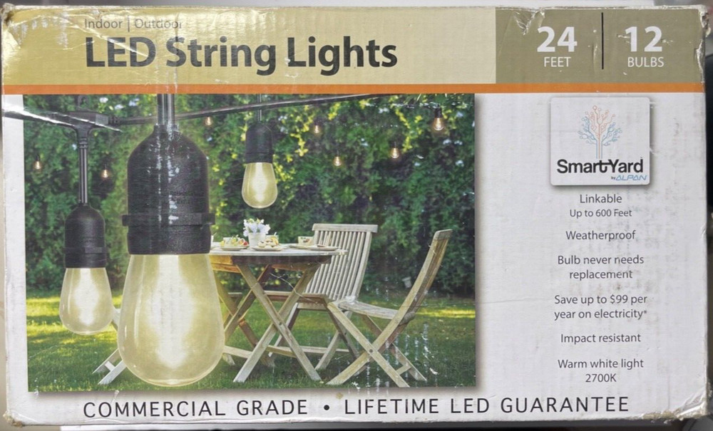 SMARTYARD Comercial Grade 24ft String Light