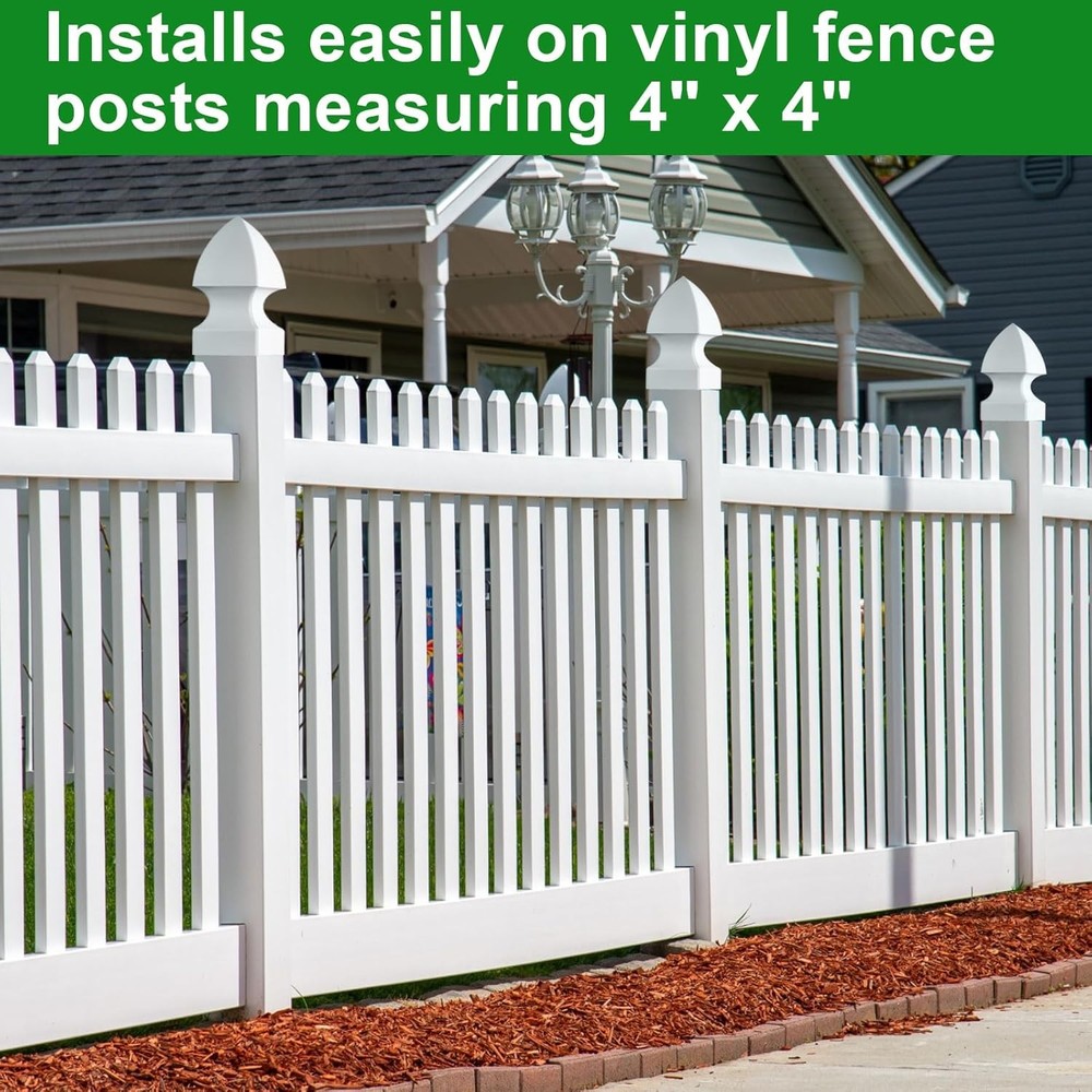 Lothee 6 Pcs Vinyl Post Cap Gothic Caps Decking 4'' X 4'', White
