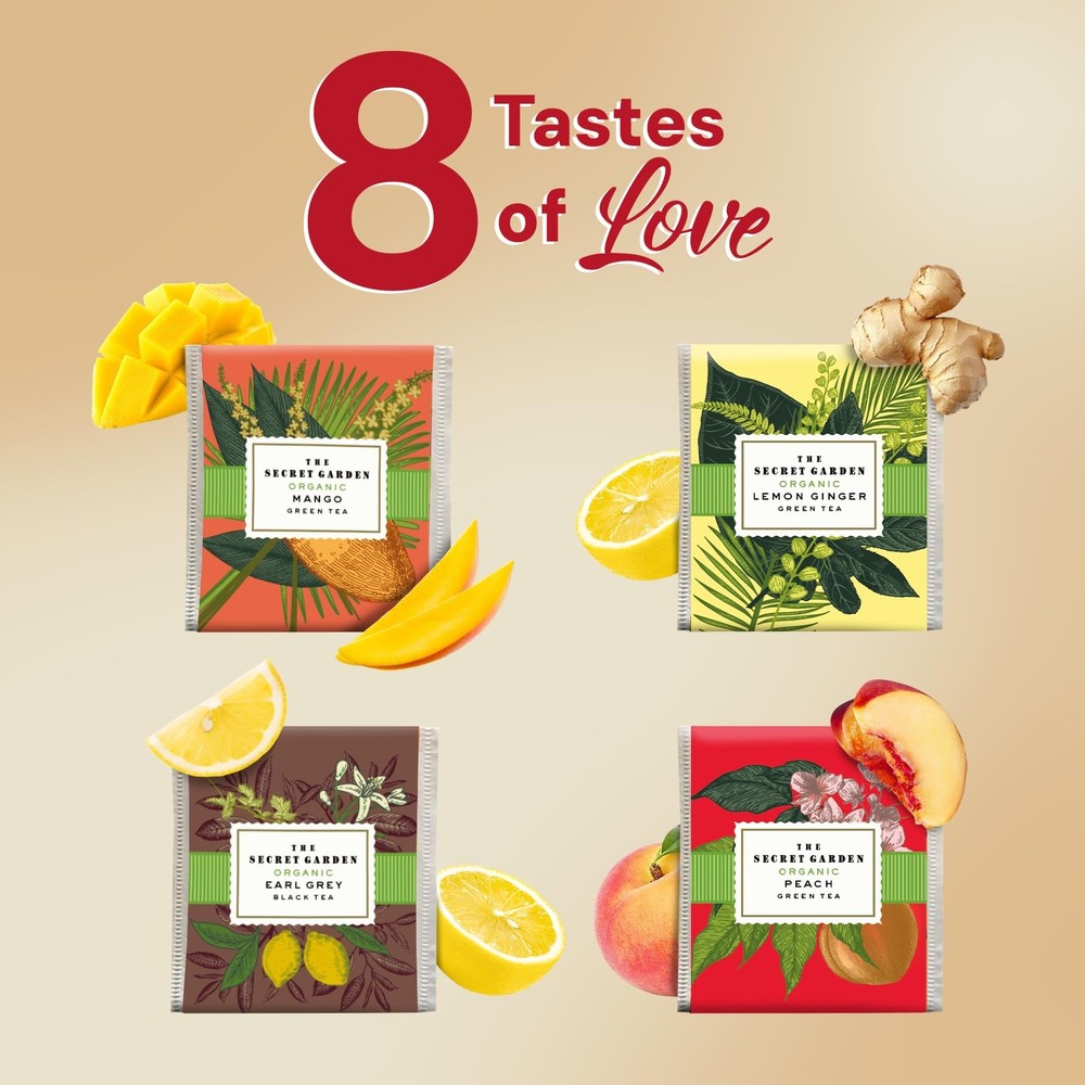 Organic Tea Bag Sampler Set - 80 Pack in Designer Tin for Gifting