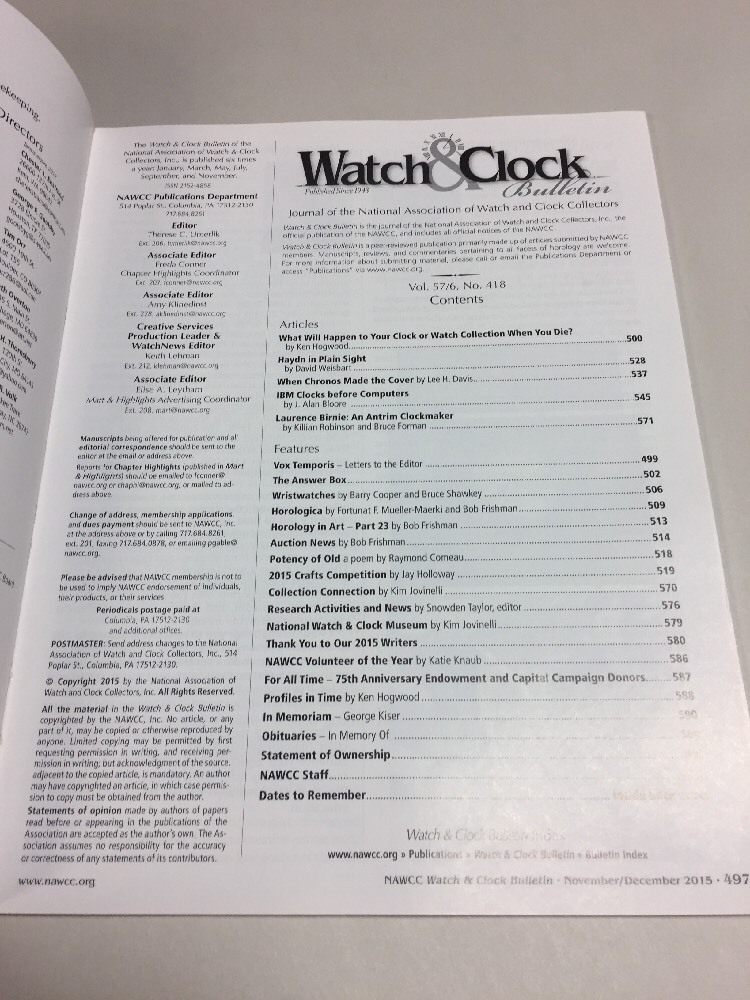 Bulletin #418; Watch & Clocks (157)