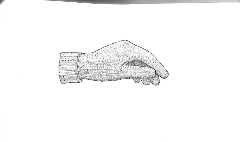 Crochet Riding Glove Graphite Drawing