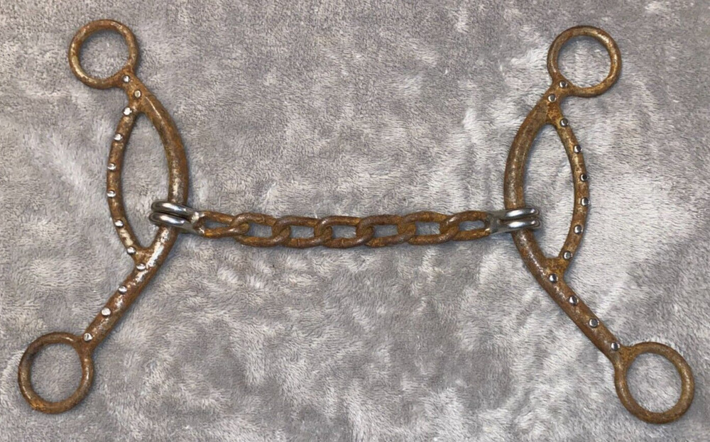 5 1/2'' BRUSHED BROWN IRON DOTTED CHAIN WESTERN BIT