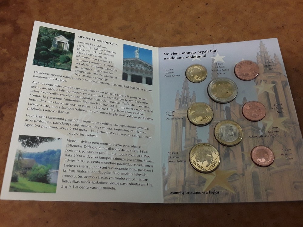 Lithuania 2004 Euro Pattern COIN SET In Folder