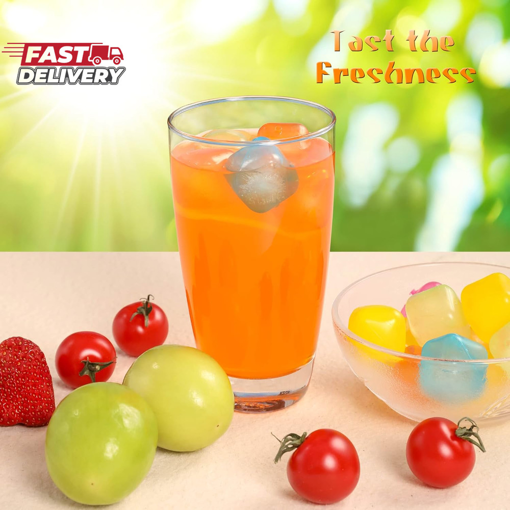 Reusable Ice Cube Plastic Ice Cubes 25 Pack Colorful Refreezable Icecubes for Dr
