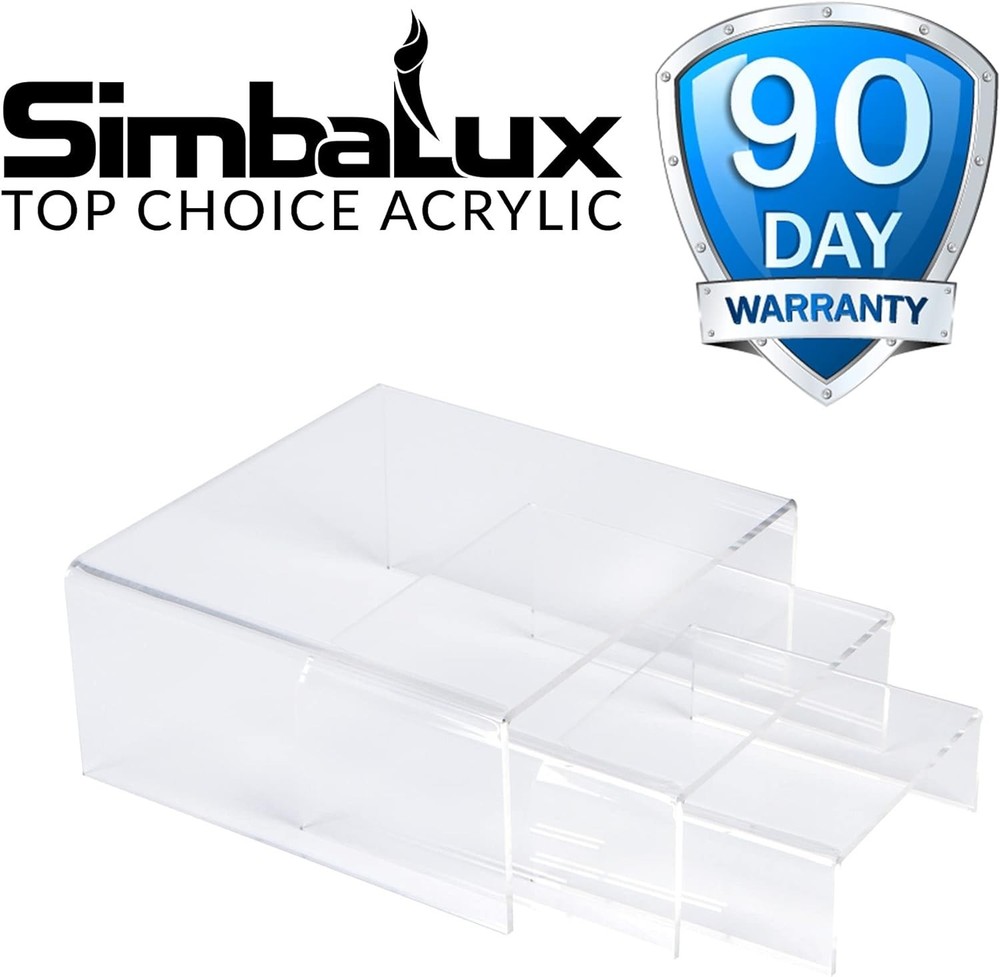 ​​[3-Set] SimbaLux® Acrylic Display Risers Clear Stand Medium Low Profile Tiered
