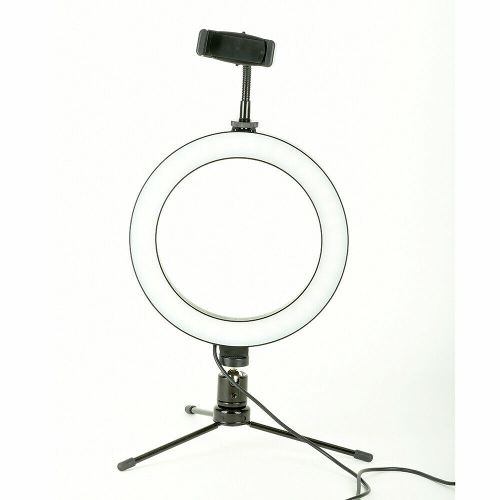 10" LED Ring Light with Tripod Stand & Phone Holder Dimmable Desk Ringlight Kit